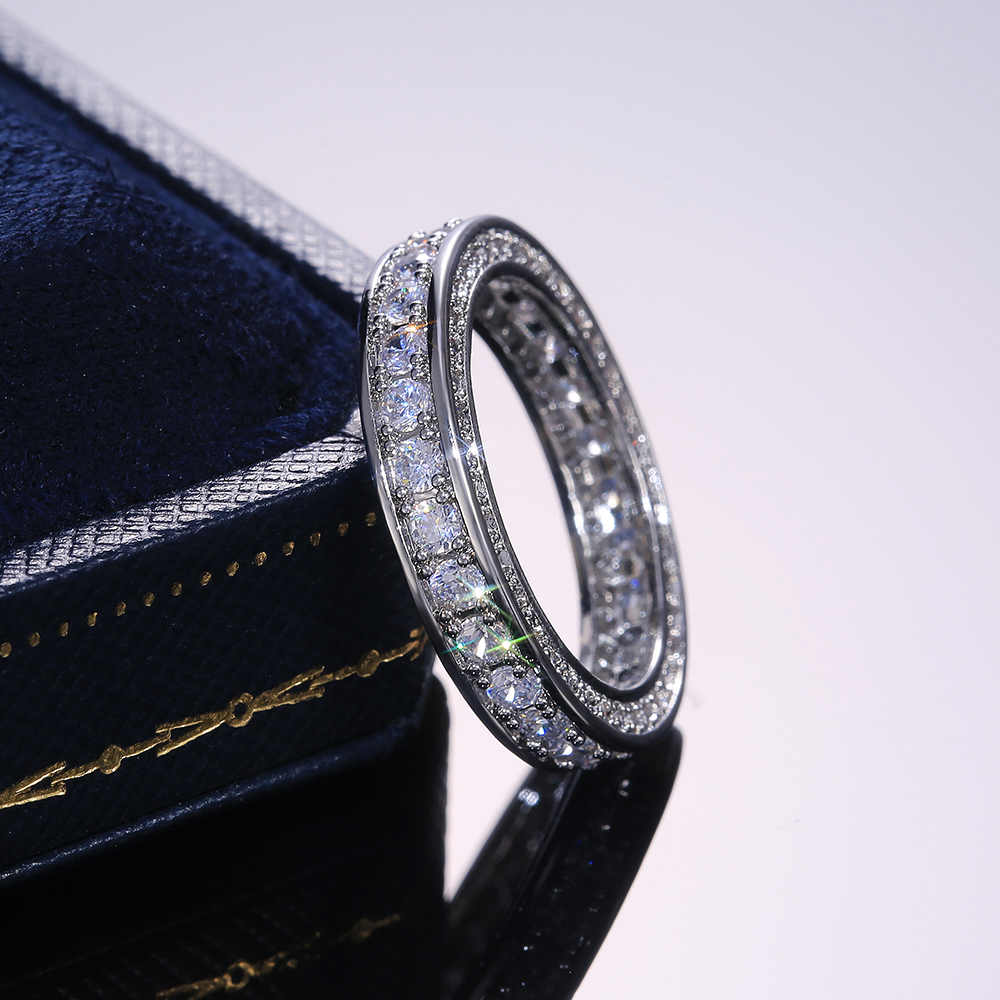 Handmade Promise Diamond ring 100 Real S925 Sterling Silver Engagement wedding band rings for women Bridal Finger Jewelry