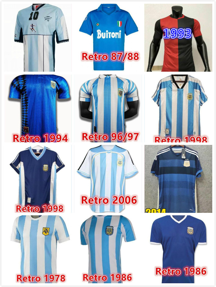 Retro Argentina Soccer Jerseys Messi Maradona Batistuta Crespo Ortega Riquelme Veron Zanetti Tevez Vintage Kit Classic Shirt
Retro Argentina Soccer Jerseys Messi Maradona Batistuta Crespo Ortega Riquelme Veron Zanetti Tevez Vintage Kit Classic Shirt
