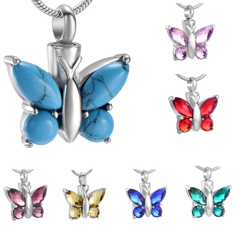 Pendant Necklaces Crystal Butterfly Memorial Urn Necklace Stainless Steel Holder Ashes For Pet Human Keepsake Cremation Jewelry Ahes
Pendant Necklaces Crystal Butterfly Memorial Urn Necklace Stainless Steel Holder Ashes For Pet Human Keepsake Cremation Jewelry Ahes