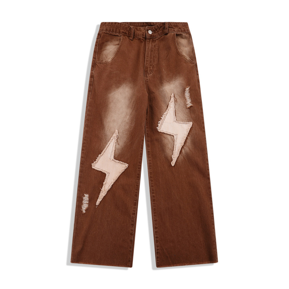 Hip Hop Wide Leg Vintage Patch Jeans Men's Fashion Straight Denim Pants Retro Regular Fit Loose Casual Trousers, Tfm533 brown
Hip Hop Wide Leg Vintage Patch Jeans Men's Fashion Straight Denim Pants Retro Regular Fit Loose Casual Trousers, Tfm533 brown