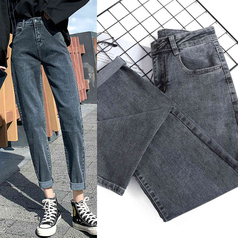 Allmatch Autumn Stretch Street Style Jeans Women Straight Fashion High Waist Loose Pants Trousers 10791 210518
