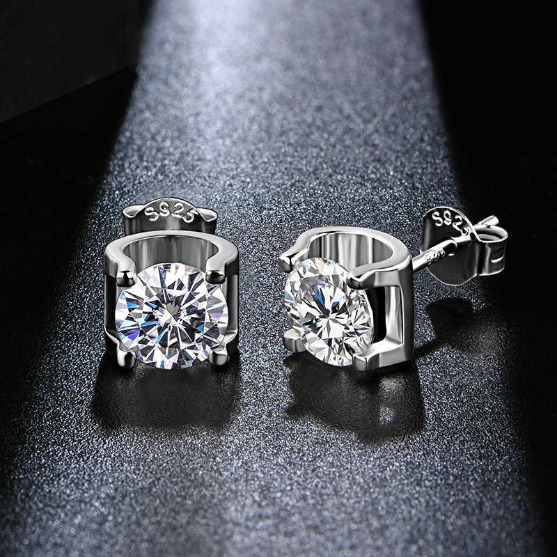 Silver 925 5.0mm 0.5Ct Diamond Earrings Wedding Jewelry Women Earring Stud Sterling 925 Round 210616