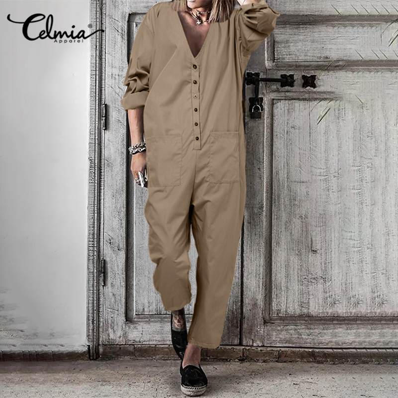 Celmia Long Jumpsuit Fashion Women Long Sleeve JumpsuitV-Neck Solid Rompers Autumn Vintage Packets Pants Casual Loose Overalls 7, Black
Celmia Long Jumpsuit Fashion Women Long Sleeve JumpsuitV-Neck Solid Rompers Autumn Vintage Packets Pants Casual Loose Overalls 7, Black