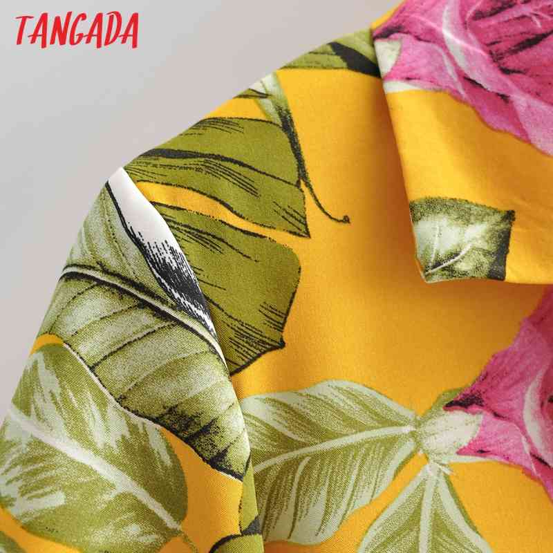Women Retro Leaf Print Chiffon Shirt Summer Blouse Short Sleeve Chic Female Tops 1F142 210416