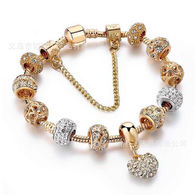 Alloy Large Hole Bracelet Panjia Kc Gold Color Protection Beaded Bracelet, Golden;silver 
Alloy Large Hole Bracelet Panjia Kc Gold Color Protection Beaded Bracelet, Golden;silver
