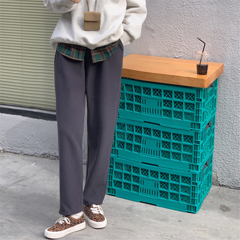 OL Minimalist Elastic High Waist Thick Plus Velvet Harem Pants Women Autumn Winter Casual Straight Trousers 210421