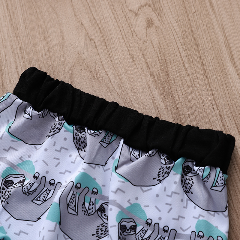 Baby Girls Boys Clothes Sets Spring Autumn Fashion Child Outfits Black Sloth Branch-Printed Long-Sleeve Hoodie Pantsuit Kids Clothing