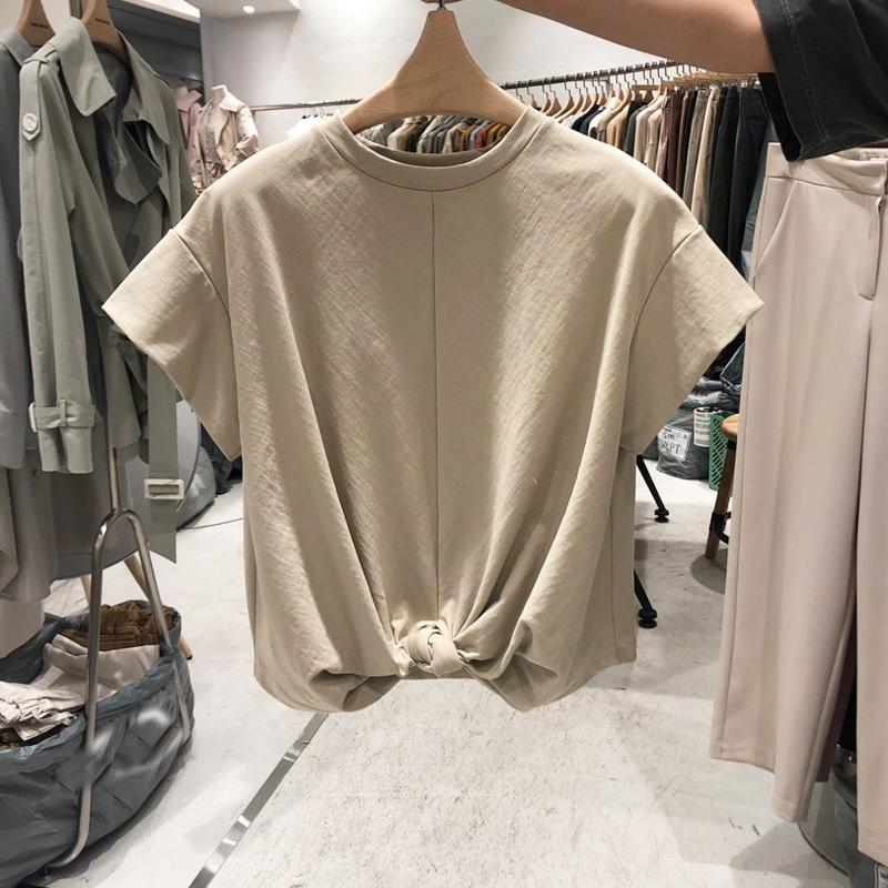 Women' T-Shirt Summer Short-sleeved Korean Cross-over With Twisted Loose Flying Sleeves Short PL224, Gray
Women' T-Shirt Summer Short-sleeved Korean Cross-over With Twisted Loose Flying Sleeves Short PL224, Gray