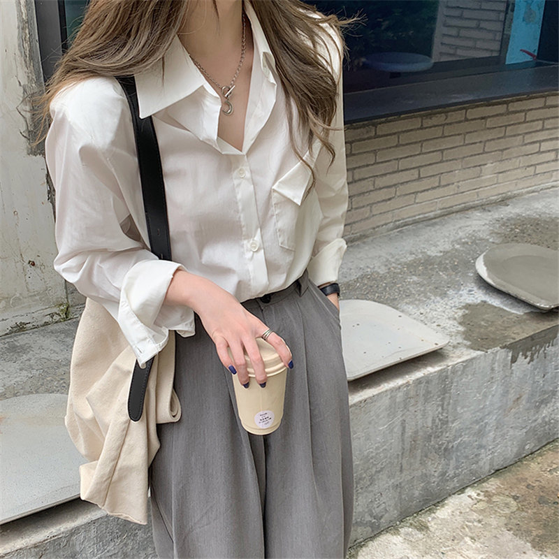 OL Vintage Solid Plus Size All Match Chic Women Loose Fashion Casual Shirts Streetwear Gentle Brief Clothe Blouses 210421