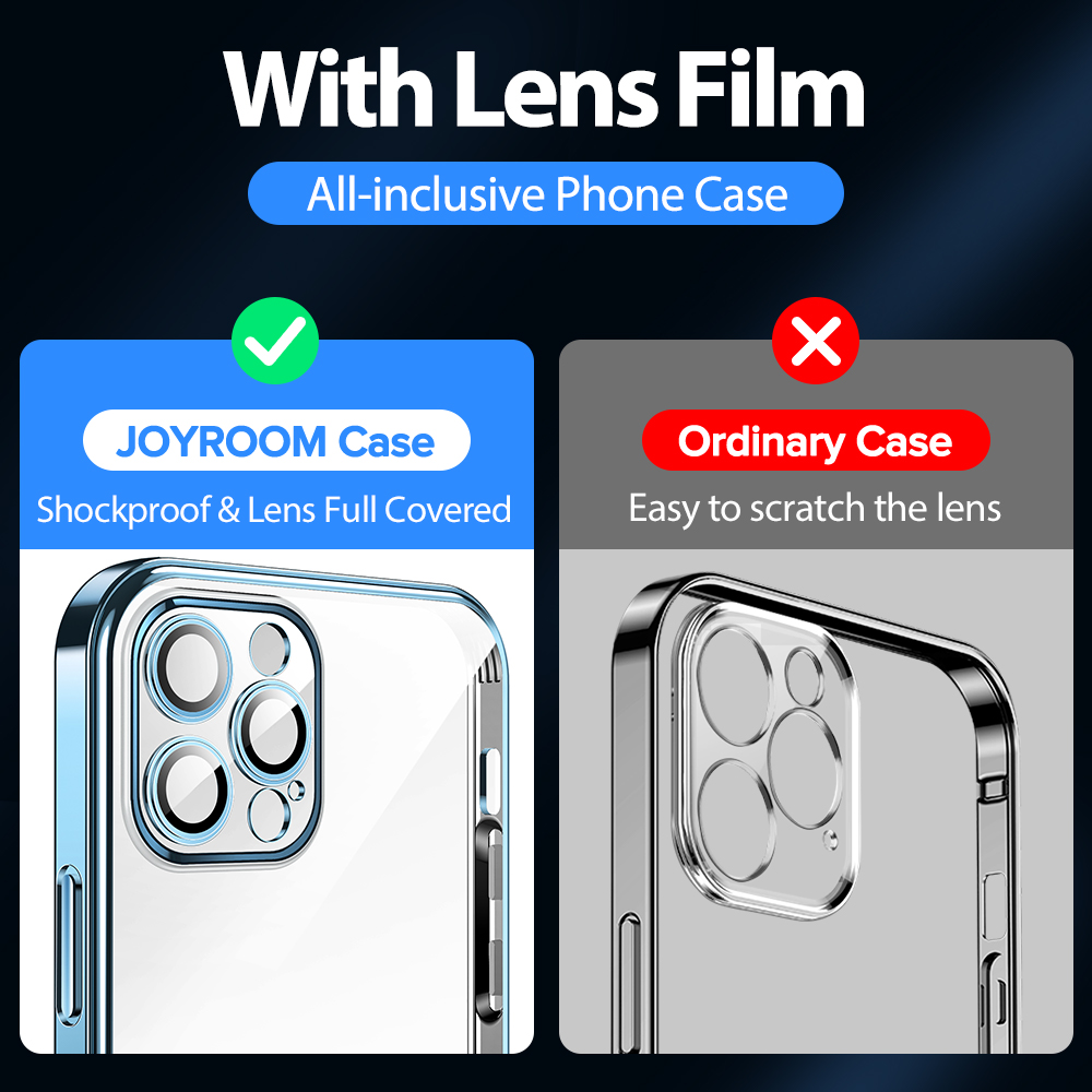 Joyroom Plating Case For iPhone 12 Pro Case Full Lens Cover Shockproof Soft TPU Back Cover For iPhone 12 Pro Max Mini Phone Case