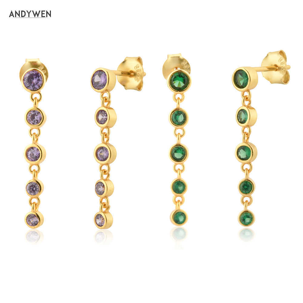 ANDYWEN 925 Sterling Silver Colorful Zircon CZ Chain Stud Earring Fine Jewelry 25mm Mini Piercing Pendiente Jewels 210608
ANDYWEN 925 Sterling Silver Colorful Zircon CZ Chain Stud Earring Fine Jewelry 25mm Mini Piercing Pendiente Jewels 210608