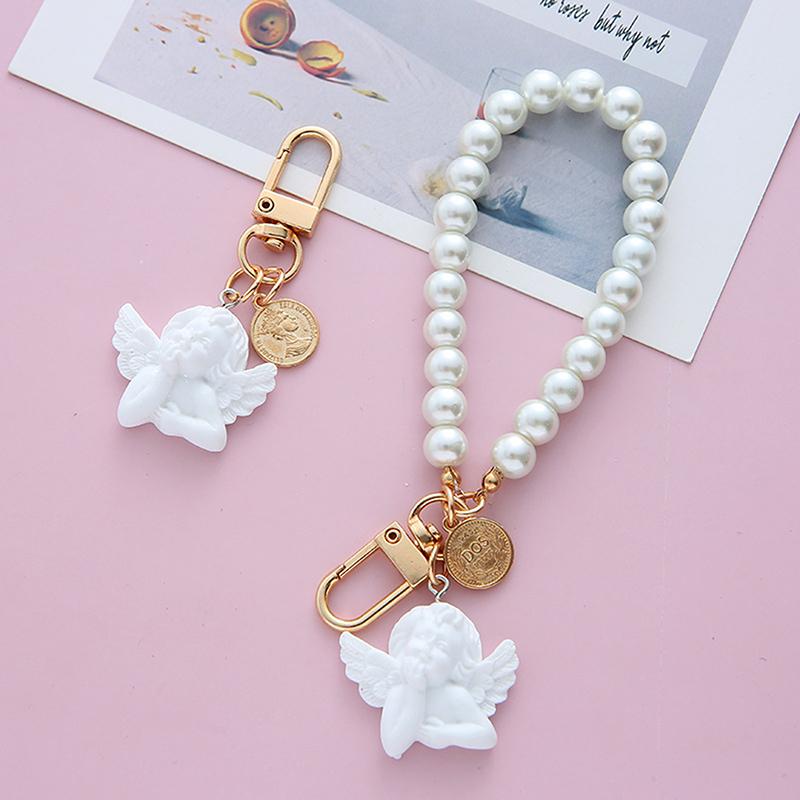 Keychains 1pc White Angel Ancient COINS Keychain Women Girl Cute Mini Pearl Heart Key Chain, Silver
Keychains 1pc White Angel Ancient COINS Keychain Women Girl Cute Mini Pearl Heart Key Chain, Silver