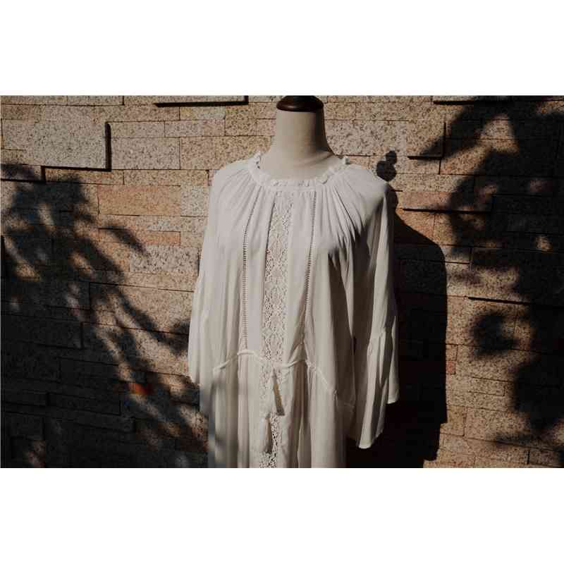 Cotton Beach Cover up Kaftans Sarong Bathing Suit s Pareos Swimsuit Womens Swim Wear Tunic #Q605 210420