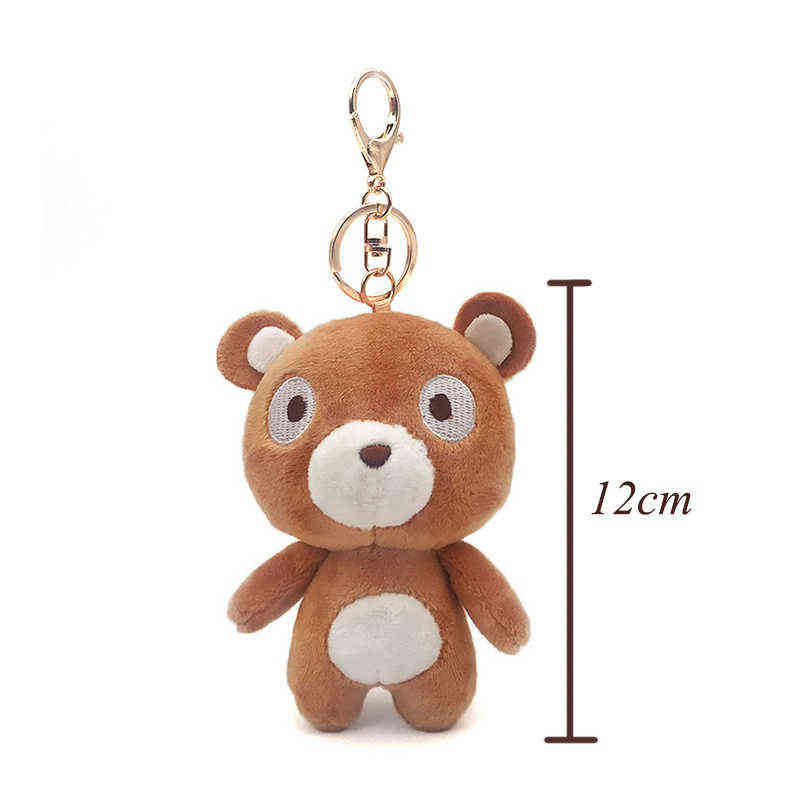 Cute Cartoon Animal Plush Toy Keychain Backpack Bag Keychain Bear Elephant Raccoon Monkey Shark Dinosaur Lion Omelette Cute Gift H1126
