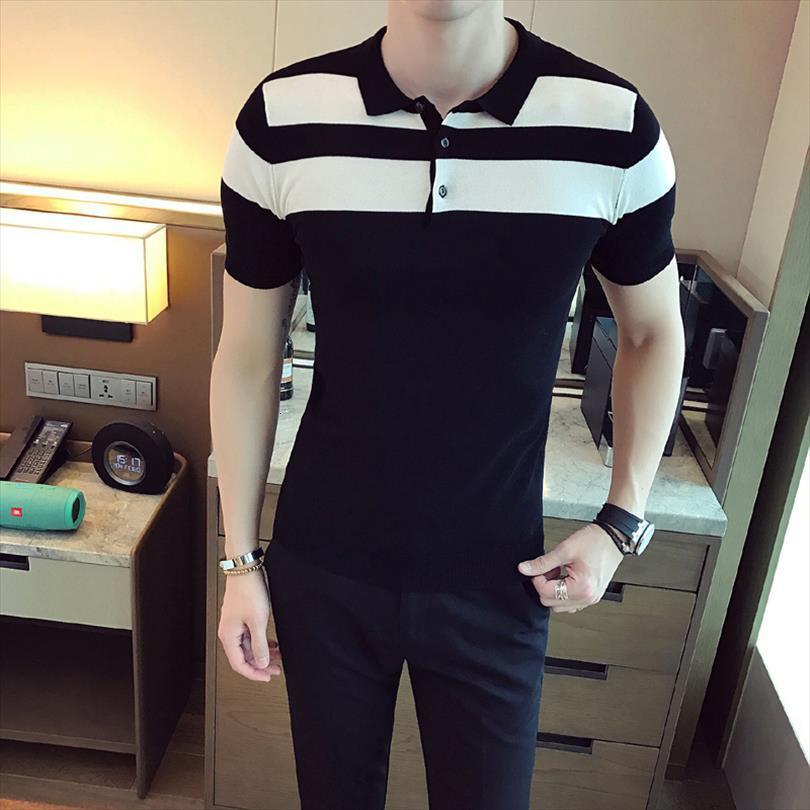 british knitted ice silk mens polos slim short sleeved shirt business casual shirts summer lapel street wear clothes, White;black
british knitted ice silk mens polos slim short sleeved shirt business casual shirts summer lapel street wear clothes, White;black