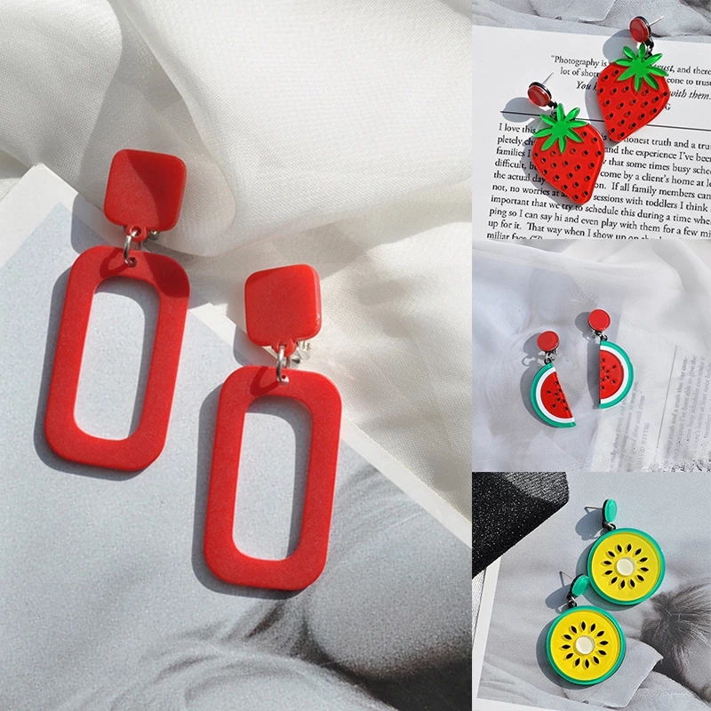 Fashion Acrylic Fruit Drop Earring Sweet Strawberry Lemon Watermelon Dangle Earrings for Women Girl Christmas Gifts
Fashion Acrylic Fruit Drop Earring Sweet Strawberry Lemon Watermelon Dangle Earrings for Women Girl Christmas Gifts