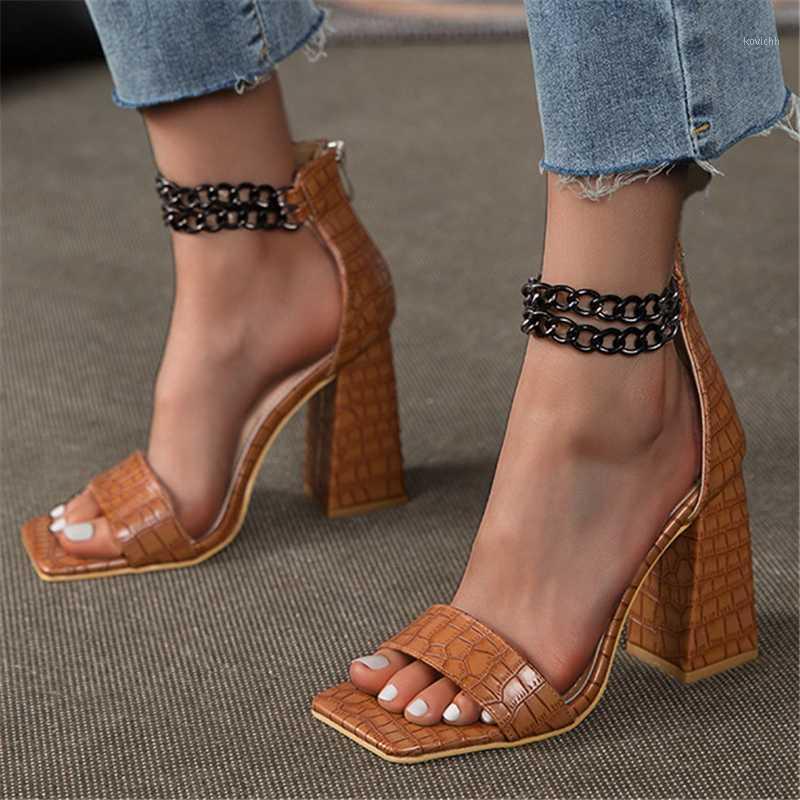 Square Toe Women Unique Thick High Heels Summer Back Zipper Open Toes Sexy Ankle Chains Decor Runway Sandalias Party Dress Pumps Shoes, Apricot
Square Toe Women Unique Thick High Heels Summer Back Zipper Open Toes Sexy Ankle Chains Decor Runway Sandalias Party Dress Pumps Shoes, Apricot
