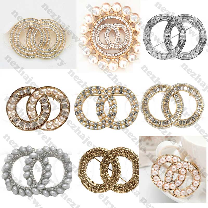 Top Designer Brooch C Letter Crystal Diamond Brooch Pins Women Designer Jewelry Pearl Brooch Clothing Suits Brooches