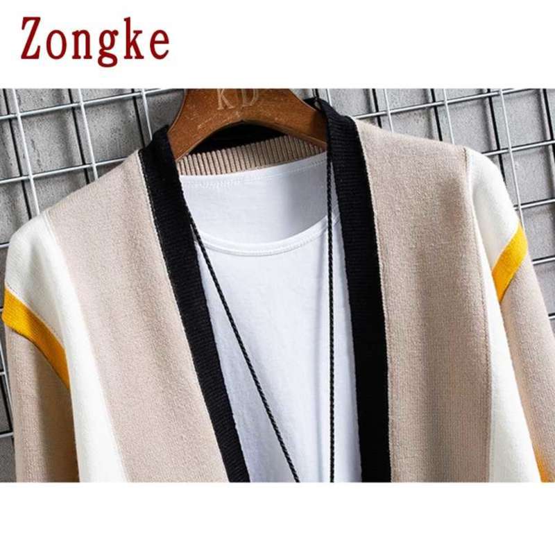 Zongke Striped Mens Cardigan Knitted Top Autumn Winter Mens Sweater Knitted Mens Clothing Arrival M-3XL 210929