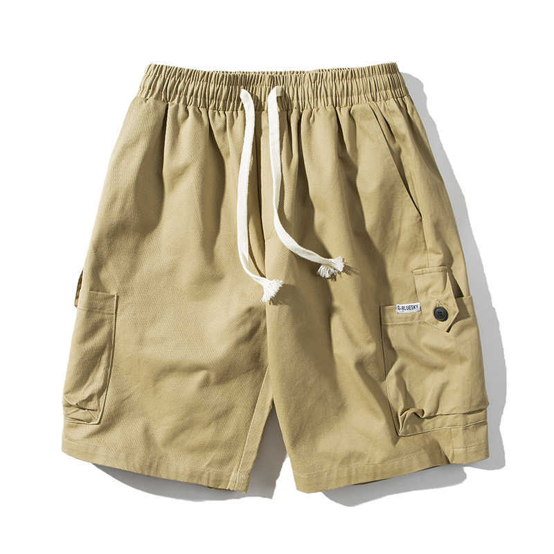 Men's Shorts Summer Plus Size Cotton Elastic Waist Work Bermuda Loose Baggy Breeches Army Green Male Cargo Casual Short 210629