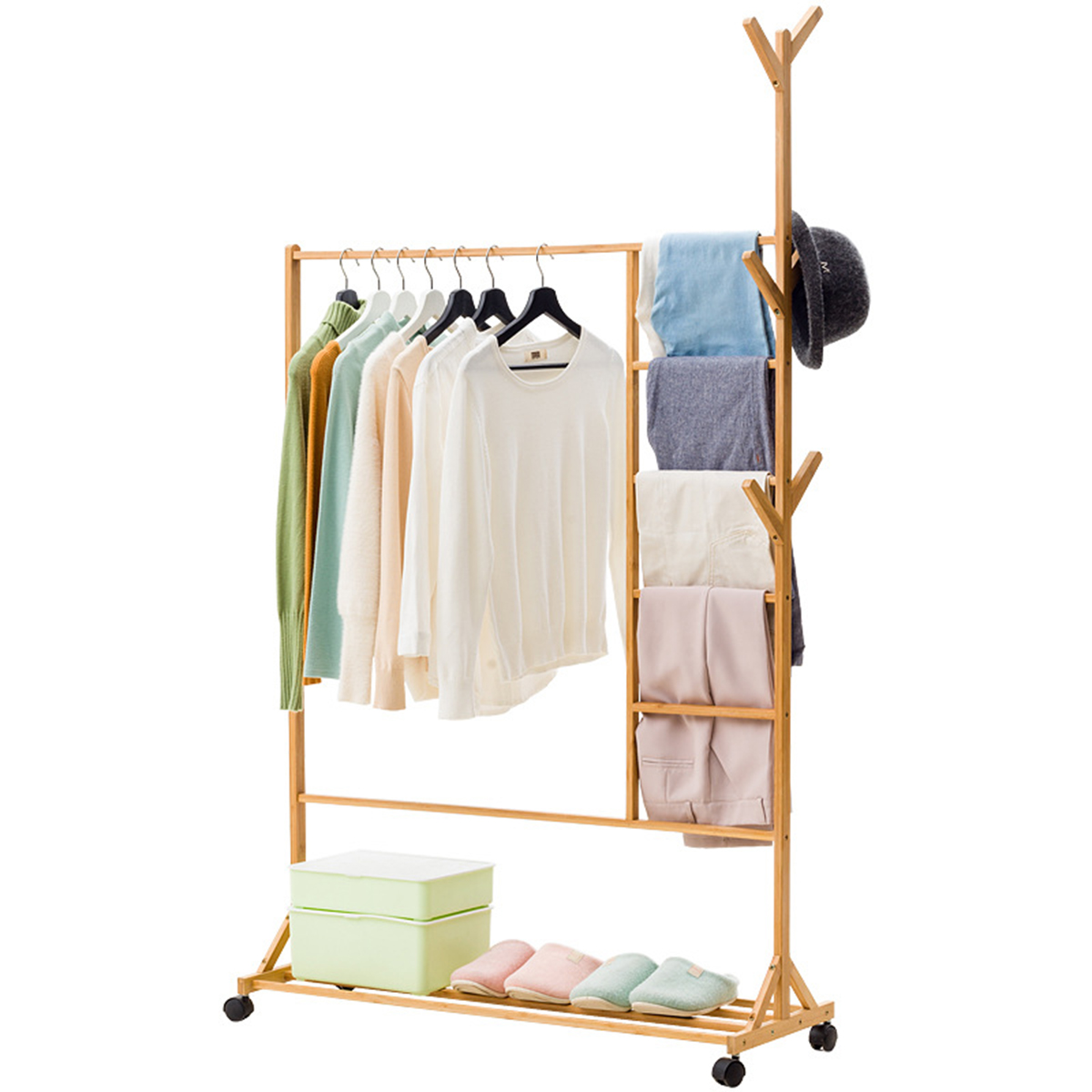 Wood Coat Rack Floor Standing Clothes Hanging Storage Shelf Clothes Hanger Racks Bedroom Furniture Garment Closet Rack + Wheel
Wood Coat Rack Floor Standing Clothes Hanging Storage Shelf Clothes Hanger Racks Bedroom Furniture Garment Closet Rack + Wheel