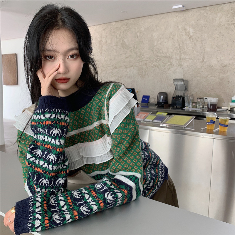 Women's Sweaters High-fashion women's green design frills pattern of retro-printing vintage crewneck pullovers tops M8SV, 1# shoe box
Women's Sweaters High-fashion women's green design frills pattern of retro-printing vintage crewneck pullovers tops M8SV, 1# shoe box