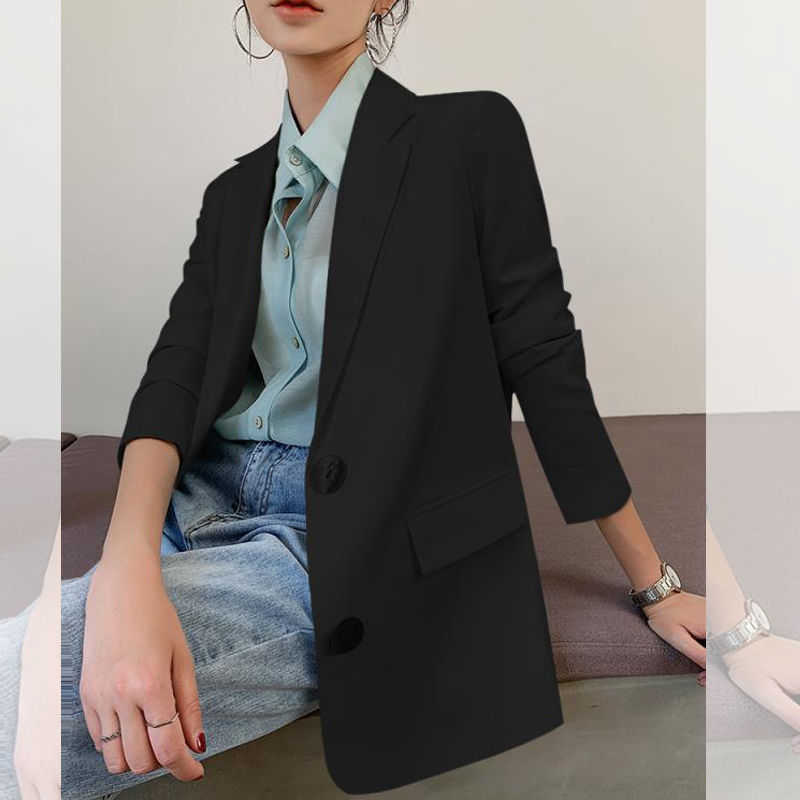 PEONFLY Fashion Women White Blazer Long Sleeve Korean Style Loose Female Office Ladies Arrival Autumn Outwear 210930