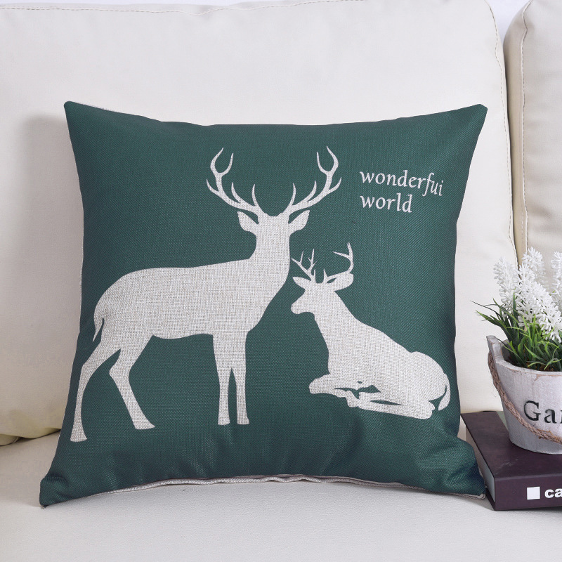 45*45cm Custom Flaxen Encrypted Cotton Linen Covers Cartoon Deer Minimalistic Geometric Explosion case KKB2669 Free shipping