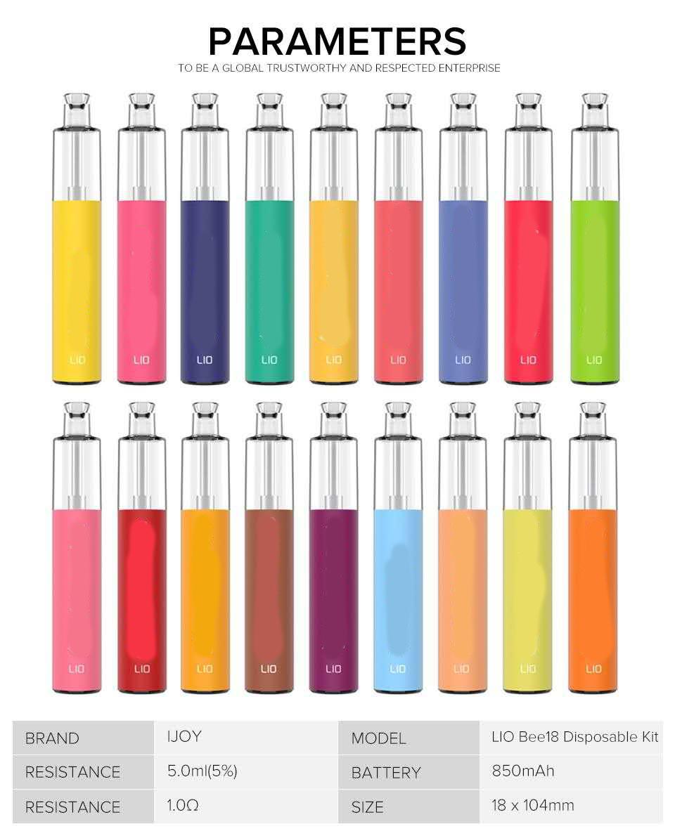 Original iJoy LIO BEE 18 1500 Puffs Disposable Vapes e cigarettes 850mah Battery
Original iJoy LIO BEE 18 1500 Puffs Disposable Vapes e cigarettes 850mah Battery