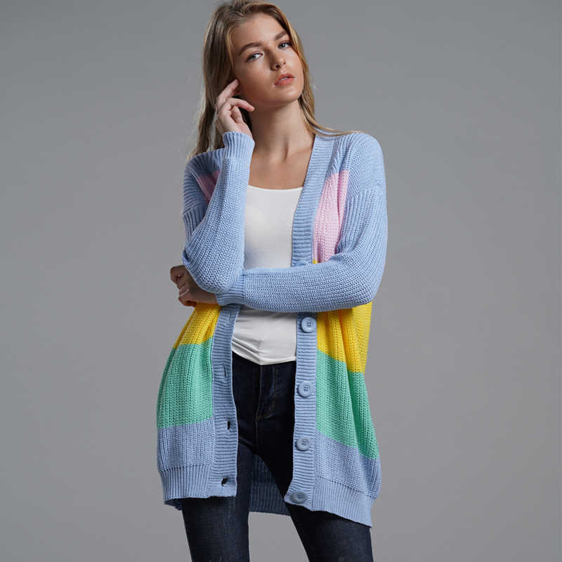 Women's sweater autumn and winter large striped loose women's fashion casual long cardigan 210527
Women's sweater autumn and winter large striped loose women's fashion casual long cardigan 210527