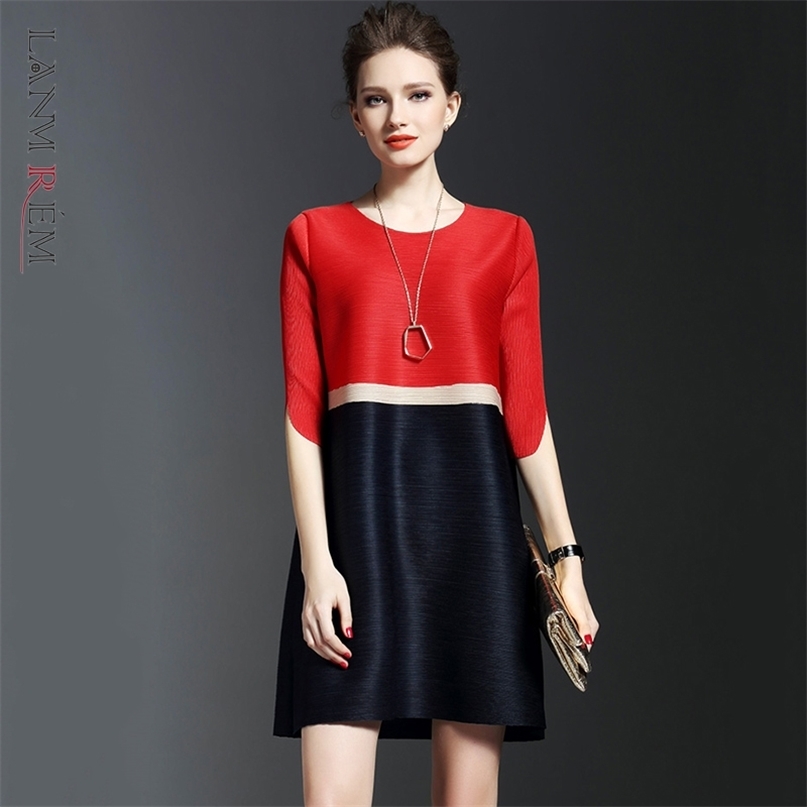 Summer Pleated Mini Dresses For Women Contrast Color Striped O Neck Loose Casual Half Sleeve Dress NA957 210526, Red
Summer Pleated Mini Dresses For Women Contrast Color Striped O Neck Loose Casual Half Sleeve Dress NA957 210526, Red