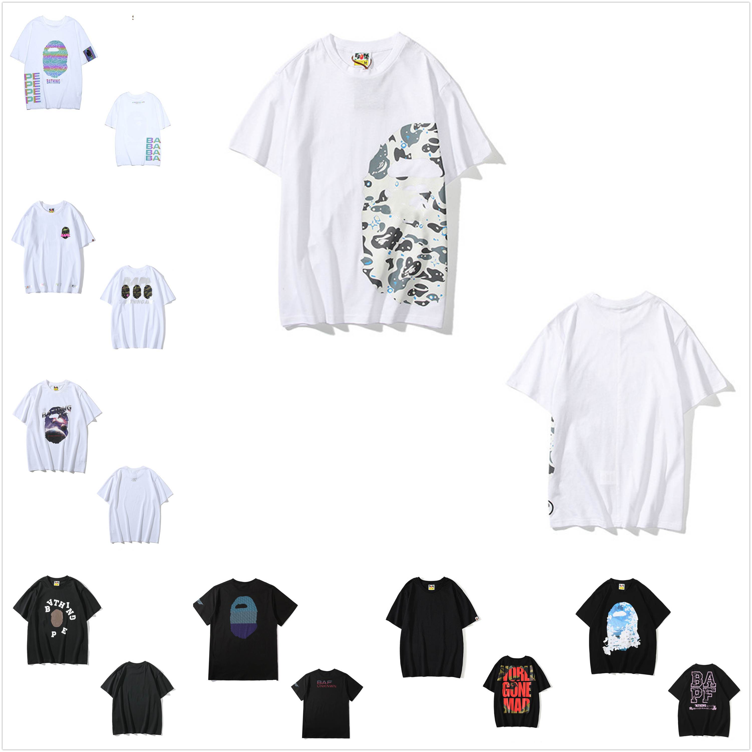 Men's t shirt women's T-Shirts t men high quality letter print top shark luminous camouflage short sleeve with tote bag 0202, White;black
Men's t shirt women's T-Shirts t men high quality letter print top shark luminous camouflage short sleeve with tote bag 0202, White;black