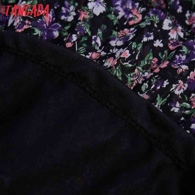 Women Floral Print Pleated Chiffon Dress Back Zipper Long Sleeve Casual Female Short Vestidos BE195 210416