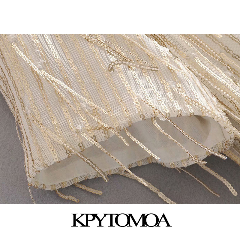 Women Chic Fashion Sequins Tassel Mini Dress O Neck Short Sleeve Female Dresses Vestidos Mujer 210420