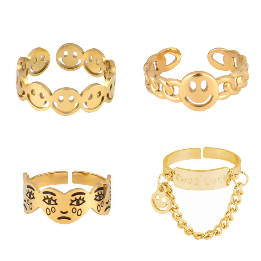 Stainless Steel Happy Smiley Face Open Rings for Women Vintage Crying Adjustable Creative Circle Cute Simple Gift, Golden;silver
Stainless Steel Happy Smiley Face Open Rings for Women Vintage Crying Adjustable Creative Circle Cute Simple Gift, Golden;silver