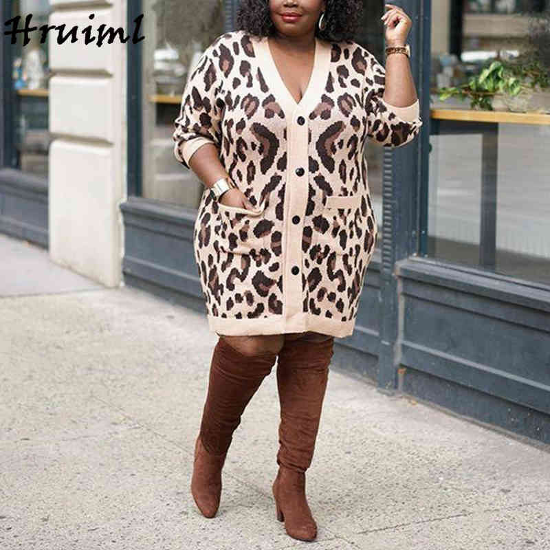 Sweater Dress Women Leopard Casual Loose Slim Fashion for Sale Pocket Button Long Sleeve Plus Size Vestiti Donna 210513