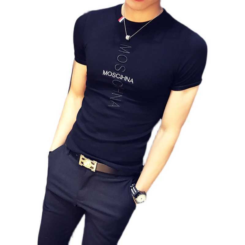 Fashion T Shirt Men Summer Slim Fit Sports Wear Short Sleeve Tshirts Fitness Breathable O-neck Tops Tees Streetwear Men Clothes 210527