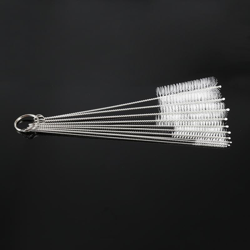 10PCS/Set Nylon Brush Stainless Steel Glass Tube Cleaning Brush Nylon Bristles Tube Bottle Tubes Washing Cleaner Brush Tools