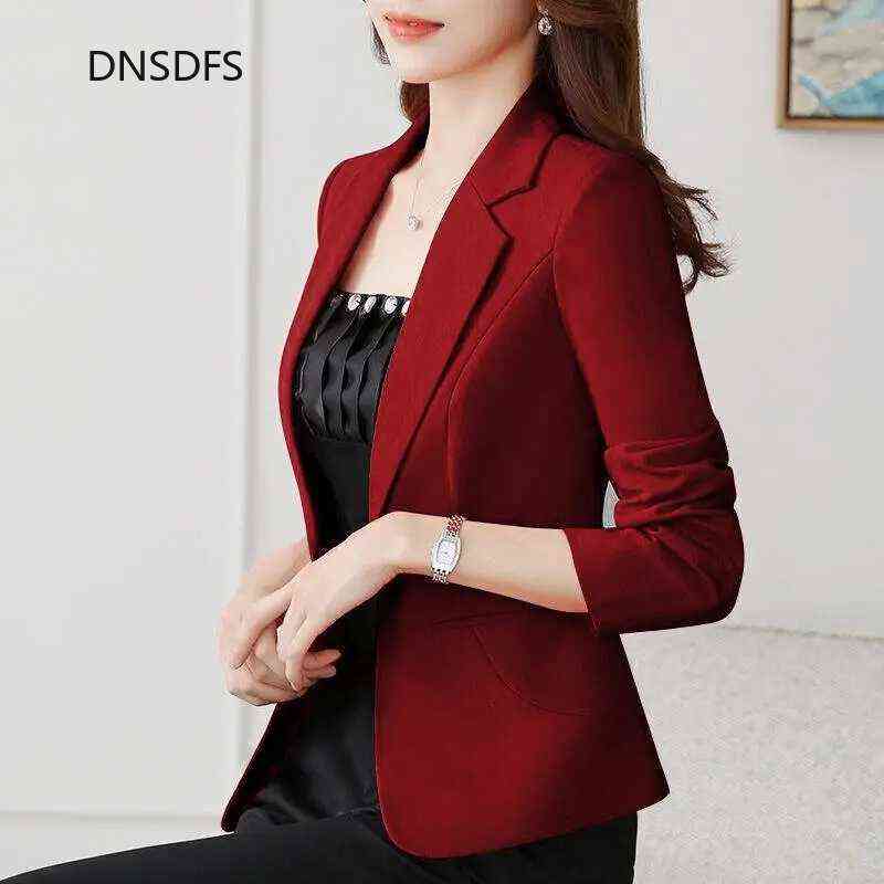 Black Suit Jacket Women Slim Blazer Spring Summer Blue s Korean Office White Three-quarter Sleeve Casual Coat mujer 211122