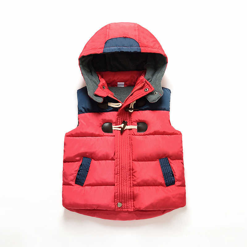 Winter Warm 3-11 12 Years Teenager Christmas Gift Thickening Outerwear Coat Color Patchwork Hooded Vest For Kids Boys Girls 210529