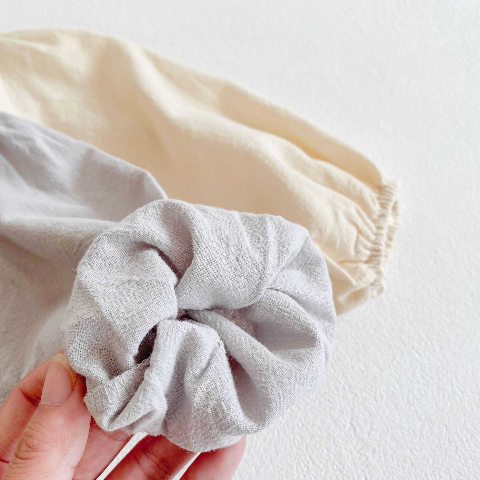 spring baby cotton doll collar solid color models wild loose long-sleeved shirt girls blouses 210702