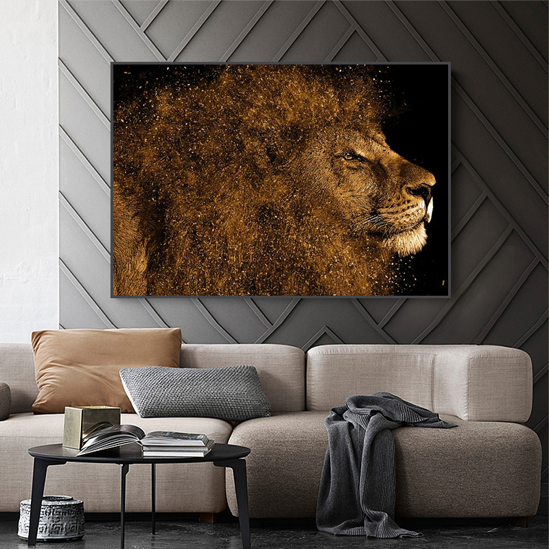 Large Size Abstract Lions Canvas Paintings on the Wall Art Posters And Prints Lion Head Modern Art Pictures Home Wall Decoration