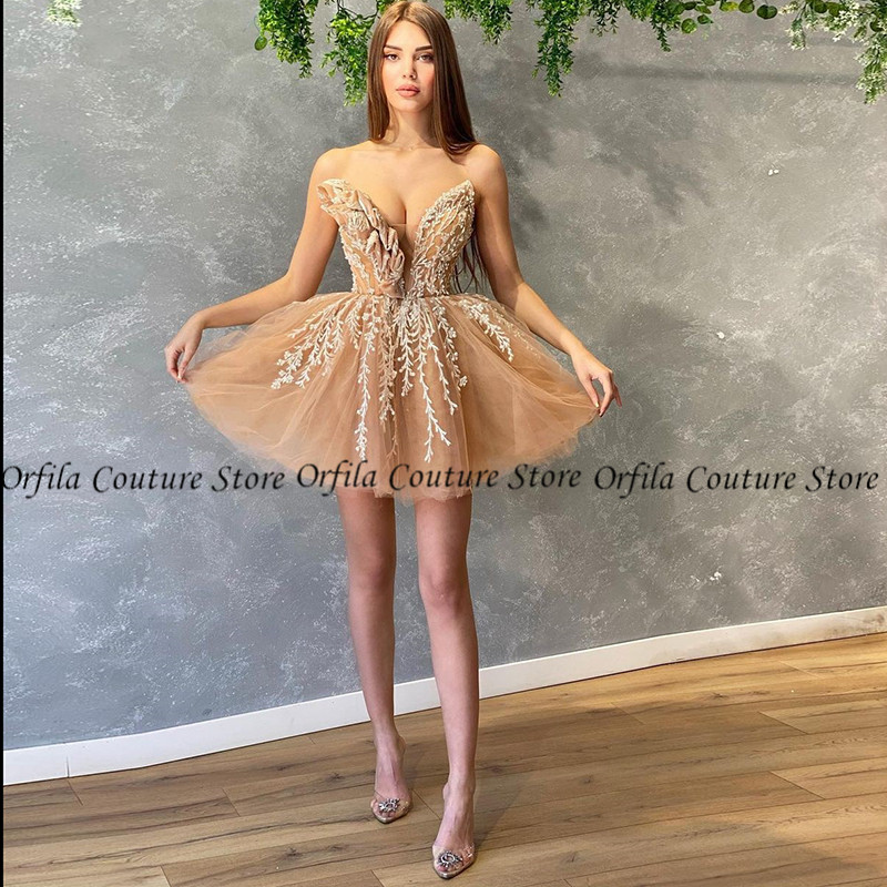 Sweetheart Short Prom Dress Champgane 2023 African Arabic Saudi Homecoming Dress Graduation Party Gowns