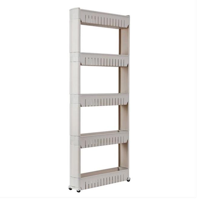 2022 Boxes & Bins 5 Tier Mobile Shelving Unit Organizer Slide Out Storage Tower Slim Rack with Wheels Pull Pantry Shelves Cart for Kitchen Bath Room N