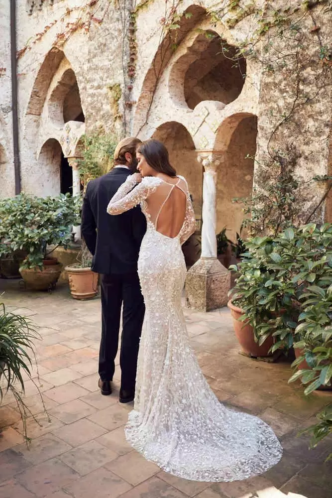 Mermid Wedding Dresses Bridl Gown With D Florl Applique Long Sleeves Lce Deep V Neck Custom Mde Plus Size Bckless Sweep Trin Tulle Vestidos De