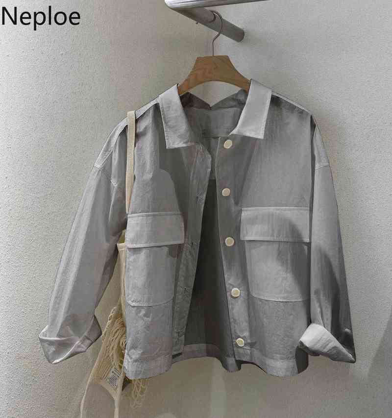 Neploe Women Tops Korean Fashion Shirts Summer Sun Protection Blouses Loose Casual Blouse See Through White Blusas Mujer 210422