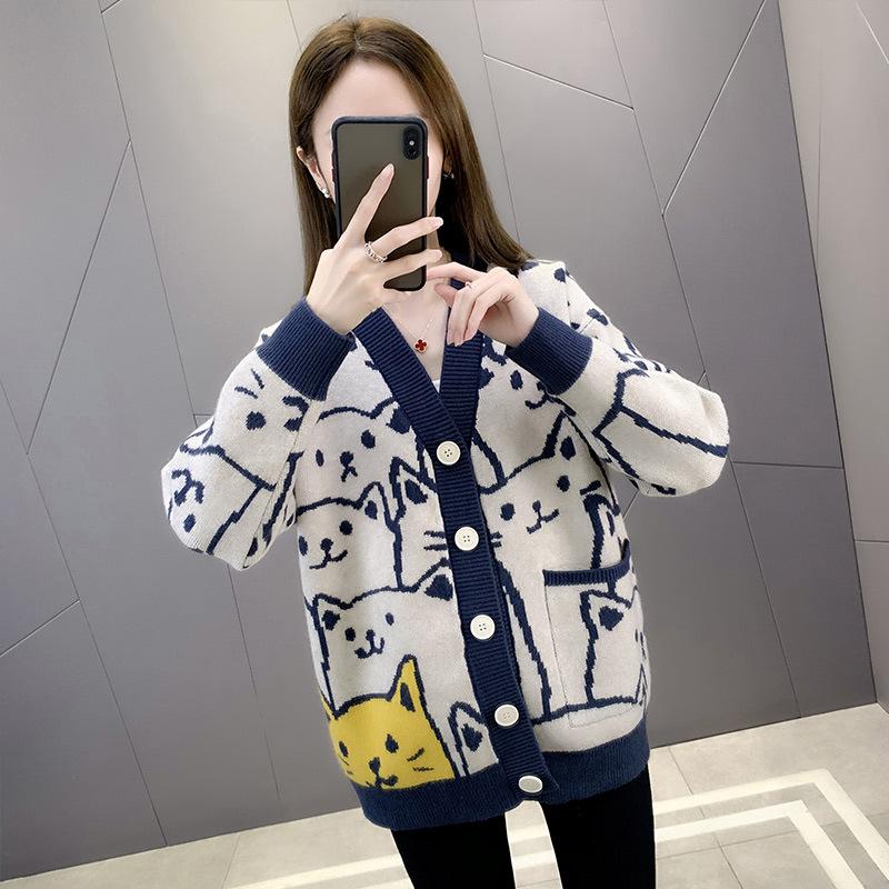 Women's Knits & Tees Harajuku Kawaii Cartoon V Neck Cardigan Women Cat Vintage Knitted Sweater Female Retro Fashion Long Sleeve Knitwear Coa, White
Women's Knits & Tees Harajuku Kawaii Cartoon V Neck Cardigan Women Cat Vintage Knitted Sweater Female Retro Fashion Long Sleeve Knitwear Coa, White