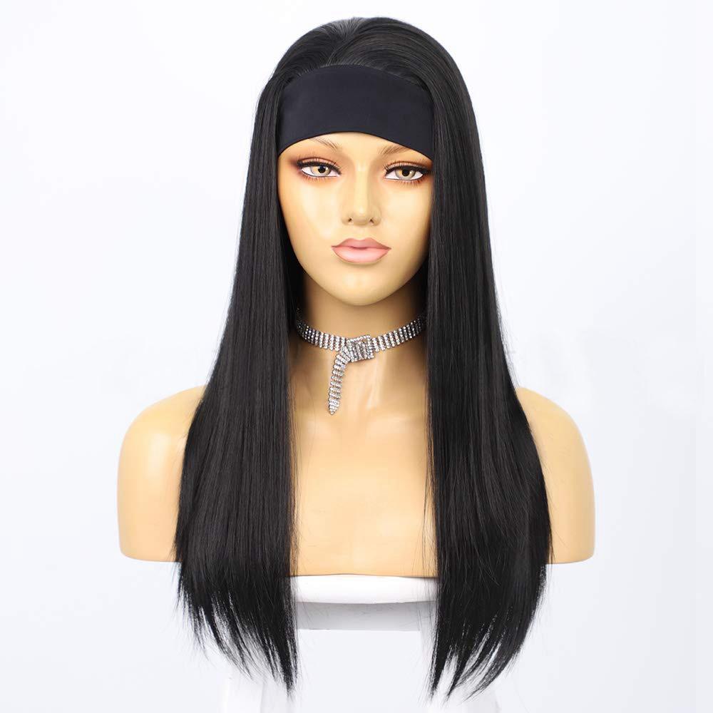 24 inch headband wigs long straight ice silk hairband synthetic wig