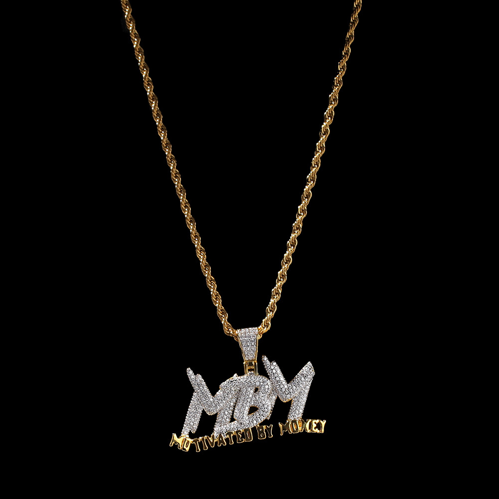 Iced Out MBM Pendant Necklace Fashion Mens HIP HOP Jewelry Motivated By Money Necklaces