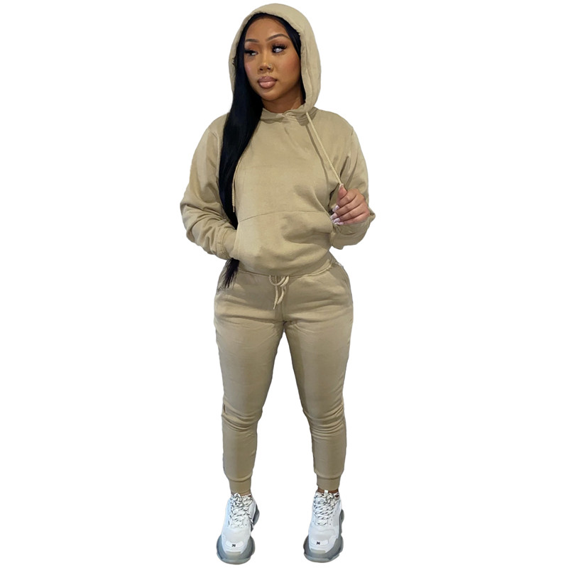 Fall Winter Jogger suits Women fleece tracksuits long sleeve hooded hoodie Sweatpants Two 2 Piece Sets Casual thick sweatsuits Wholesale sportswear Bu